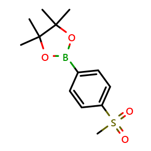 Chemical structure of 4,4,5,5-tetramethyl-2-(4-(methylsulfonyl)phenyl)-1,3,2-dioxaborolane , CAS 603143-27-7, AChemBlock Q67995