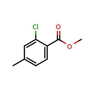 Chemical structure of methyl 2-chloro-4-methylbenzoate , CAS 195318-63-9, AChemBlock Q67996