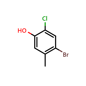 Chemical structure of 4-bromo-2-chloro-5-methylphenol , CAS 319473-24-0, AChemBlock Q68009