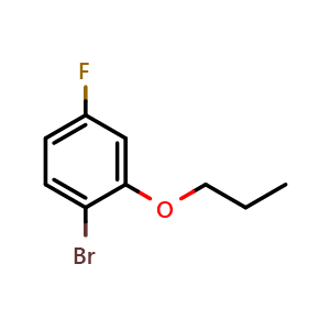 Chemical structure of 1-bromo-4-fluoro-2-propoxybenzene , CAS 473417-38-8, AChemBlock Q68052