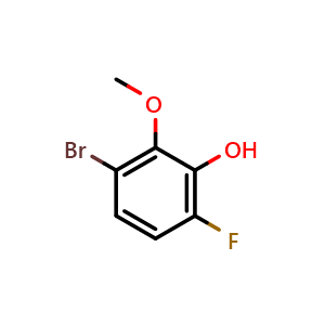 Chemical structure of 3-bromo-6-fluoro-2-methoxyphenol , CAS 1026796-50-8, AChemBlock Q68069