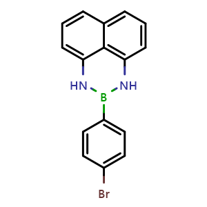 Chemical structure of 2-(4-bromophenyl)-2,3-dihydro-1H-naphtho[1,8-de][1,3,2]diazaborinine , CAS 927384-44-9, AChemBlock Q68071