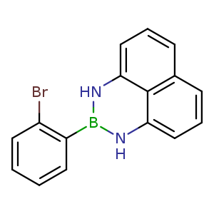 Chemical structure of 2-(2-bromophenyl)-2,3-dihydro-1H-naphtho[1,8-de][1,3,2]diazaborinine , CAS 927384-42-7, AChemBlock Q68072