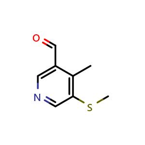 Chemical structure of 4-methyl-5-(methylthio)nicotinaldehyde , CAS 1289268-31-0, AChemBlock Q68086