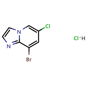 Chemical structure of 8-bromo-6-chloroimidazo[1,2-a]pyridine hydrochloride , CAS 957120-39-7, AChemBlock Q68102