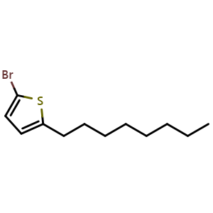 Chemical structure of 2-bromo-5-octylthiophene , CAS 172514-63-5, AChemBlock Q68135