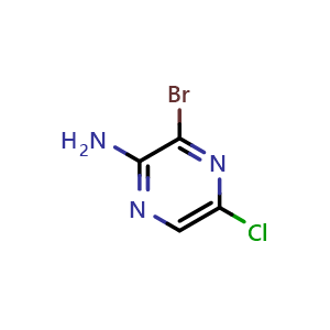 Chemical structure of 3-bromo-5-chloropyrazin-2-amine , CAS 76537-18-3, AChemBlock Q68151