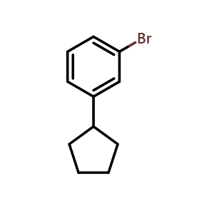 Chemical structure of 1-bromo-3-cyclopentylbenzene , CAS 19920-76-4, AChemBlock Q68169