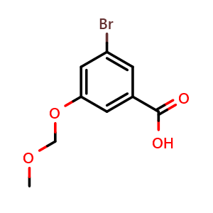 Chemical structure of 3-bromo-5-(methoxymethoxy)benzoic acid , CAS 1676102-83-2, AChemBlock Q68187