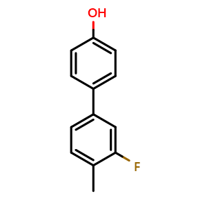 Chemical structure of 3'-Fluoro-4'-methyl-[1,1'-biphenyl]-4-ol , CAS 1262001-75-1, AChemBlock Q68211