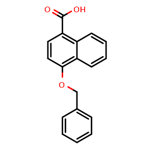 Chemical structure of 4-(benzyloxy)-1-naphthoic acid , CAS 87344-63-6, AChemBlock Q68229