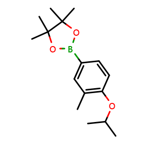 Chemical structure of 2-(4-isopropoxy-3-methylphenyl)-4,4,5,5-tetramethyl-1,3,2-dioxaborolane , CAS 2121514-93-8, AChemBlock Q68241