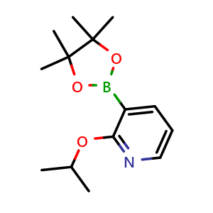 Chemical structure of 2-isopropoxy-3-(4,4,5,5-tetramethyl-1,3,2-dioxaborolan-2-yl)pyridine , CAS 848243-25-4, AChemBlock Q68254