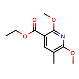 Chemical structure of ethyl 2,6-dimethoxy-5-methylnicotinate , CAS 2145093-83-8, AChemBlock Q68264