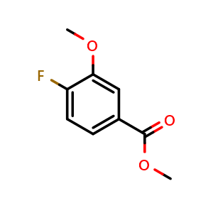 Chemical structure of methyl 4-fluoro-3-methoxybenzoate , CAS 74385-37-8, AChemBlock Q68270