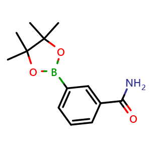 Chemical structure of 3-(4,4,5,5-tetramethyl-1,3,2-dioxaborolan-2-yl)benzamide , CAS 188665-74-9, AChemBlock Q68330