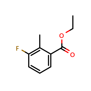 Chemical structure of ethyl 3-fluoro-2-methylbenzoate , CAS 114312-57-1, AChemBlock Q68360