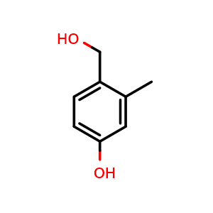 Chemical structure of 4-(hydroxymethyl)-3-methylphenol , CAS 22574-58-9, AChemBlock Q68377