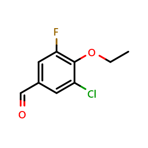 Chemical structure of 3-chloro-4-ethoxy-5-fluorobenzaldehyde , CAS 883521-79-7, AChemBlock Q68393