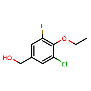 Chemical structure of (3-chloro-4-ethoxy-5-fluorophenyl)methanol , CAS 1017778-88-9, AChemBlock Q68395
