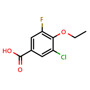 Chemical structure of 3-chloro-4-ethoxy-5-fluorobenzoic acid , CAS 1017778-72-1, AChemBlock Q68396