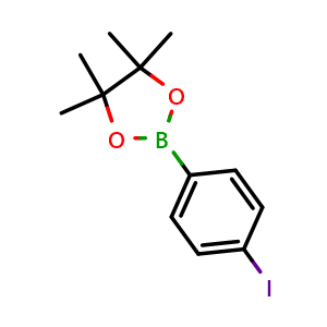 Chemical structure of 2-(4-iodophenyl)-4,4,5,5-tetramethyl-1,3,2-dioxaborolane , CAS 73852-88-7, AChemBlock Q68412