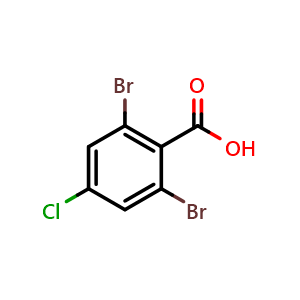 Chemical structure of 2,6-dibromo-4-chlorobenzoic acid , CAS 188663-74-3, AChemBlock Q68433