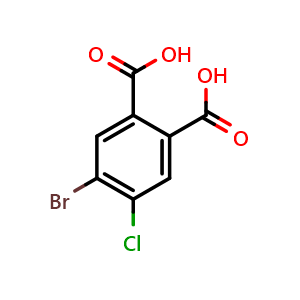 Chemical structure of 4-bromo-5-chlorophthalic acid , CAS 937647-86-4, AChemBlock Q68444