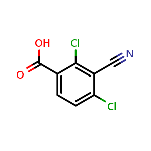 Chemical structure of 2,4-dichloro-3-cyanobenzoic acid , CAS 1807162-56-6, AChemBlock Q68458
