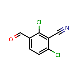 Chemical structure of 2,6-dichloro-3-formylbenzonitrile , CAS 2145093-86-1, AChemBlock Q68459