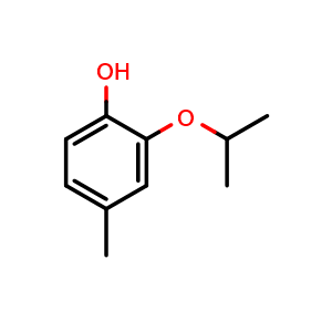 Chemical structure of 2-isopropoxy-4-methylphenol , CAS 1243364-13-7, AChemBlock Q68478