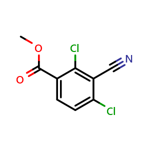 Chemical structure of methyl 2,4-dichloro-3-cyanobenzoate , CAS 198273-13-1, AChemBlock Q68491