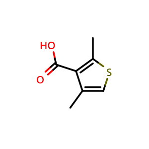 Chemical structure of 2,4-Dimethylthiophene-3-carboxylic acid , CAS 503308-96-1, AChemBlock Q68492