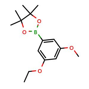 Chemical structure of 2-(3-ethoxy-5-methoxyphenyl)-4,4,5,5-tetramethyl-1,3,2-dioxaborolane , CAS 2096995-78-5, AChemBlock Q68495