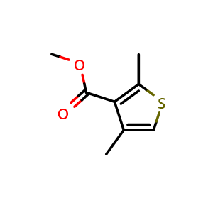 Chemical structure of methyl 2,4-dimethylthiophene-3-carboxylate , CAS 1195590-21-6, AChemBlock Q68505
