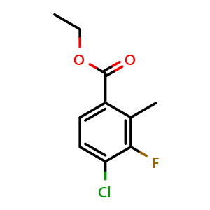 Chemical structure of ethyl 4-chloro-3-fluoro-2-methylbenzoate , CAS 1807027-04-8, AChemBlock Q68518