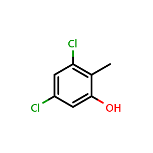 Chemical structure of 3,5-dichloro-2-methylphenol , CAS 56680-66-1, AChemBlock Q68550