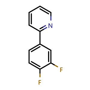 Chemical structure of 2-(3,4-difluorophenyl)pyridine , CAS 387831-85-8, AChemBlock Q68566