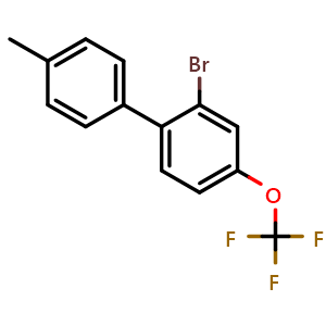 Chemical structure of 2-bromo-4'-methyl-4-(trifluoromethoxy)-1,1'-biphenyl , CAS 2179038-48-1, AChemBlock Q68567