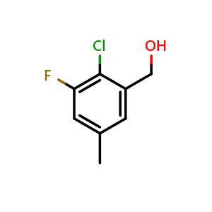 Chemical structure of (2-chloro-3-fluoro-5-methylphenyl)methanol , CAS 1807276-98-7, AChemBlock Q68574