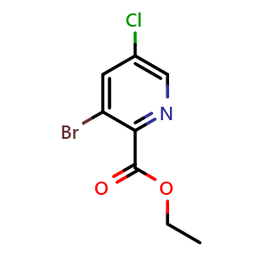 Chemical structure of ethyl 3-bromo-5-chloropicolinate , CAS 1214357-95-5, AChemBlock Q68583