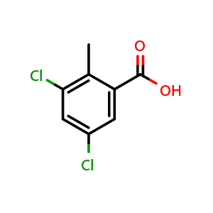 Chemical structure of 3,5-dichloro-2-methylbenzoic acid , CAS 101567-48-0, AChemBlock Q68588