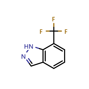 Chemical structure of 7-(trifluoromethyl)-1H-indazole , CAS 885694-00-8, AChemBlock Q68598