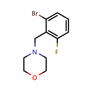 Chemical structure of 4-(2-bromo-6-fluorobenzyl)morpholine , CAS 1345472-12-9, AChemBlock Q68642
