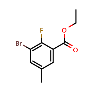 Chemical structure of ethyl 3-bromo-2-fluoro-5-methylbenzoate , CAS 1260800-93-8, AChemBlock Q68655
