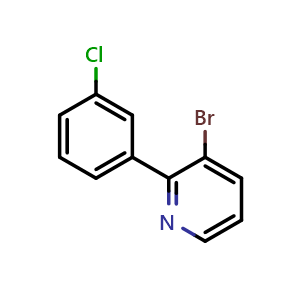 Chemical structure of 3-bromo-2-(3-chlorophenyl)pyridine , CAS 1417519-07-3, AChemBlock Q68667