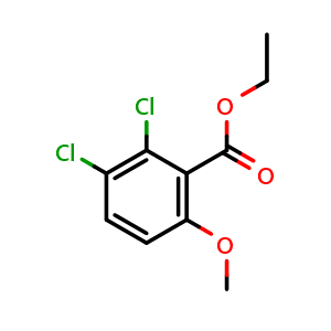 Chemical structure of ethyl 2,3-dichloro-6-methoxybenzoate , CAS 2179038-50-5, AChemBlock Q68672