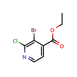 Chemical structure of ethyl 3-bromo-2-chloroisonicotinate , CAS 1214337-62-8, AChemBlock Q68682