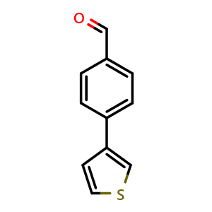 Chemical structure of 4-(thiophen-3-yl)benzaldehyde , CAS 157730-74-0, AChemBlock Q68697