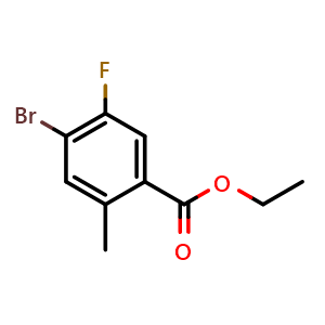 Chemical structure of ethyl 4-bromo-5-fluoro-2-methylbenzoate , CAS 1807043-81-7, AChemBlock Q68708